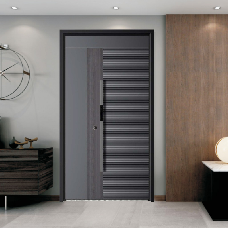 Grey Design Glass Inset Metal Exterior Steel Front Door Grey Design Glass Inset Metal Exterior Steel Front Door